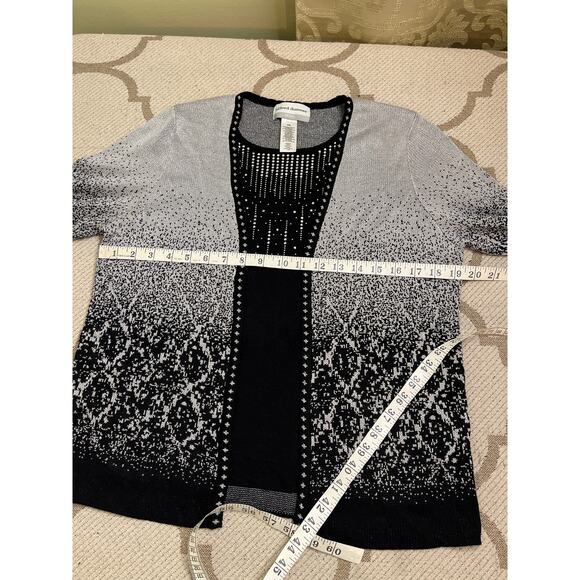 Alfred Dunner layered sweater/cardigan silver black studded 3/4 sleeves,size PXL - Picture 6 of 12